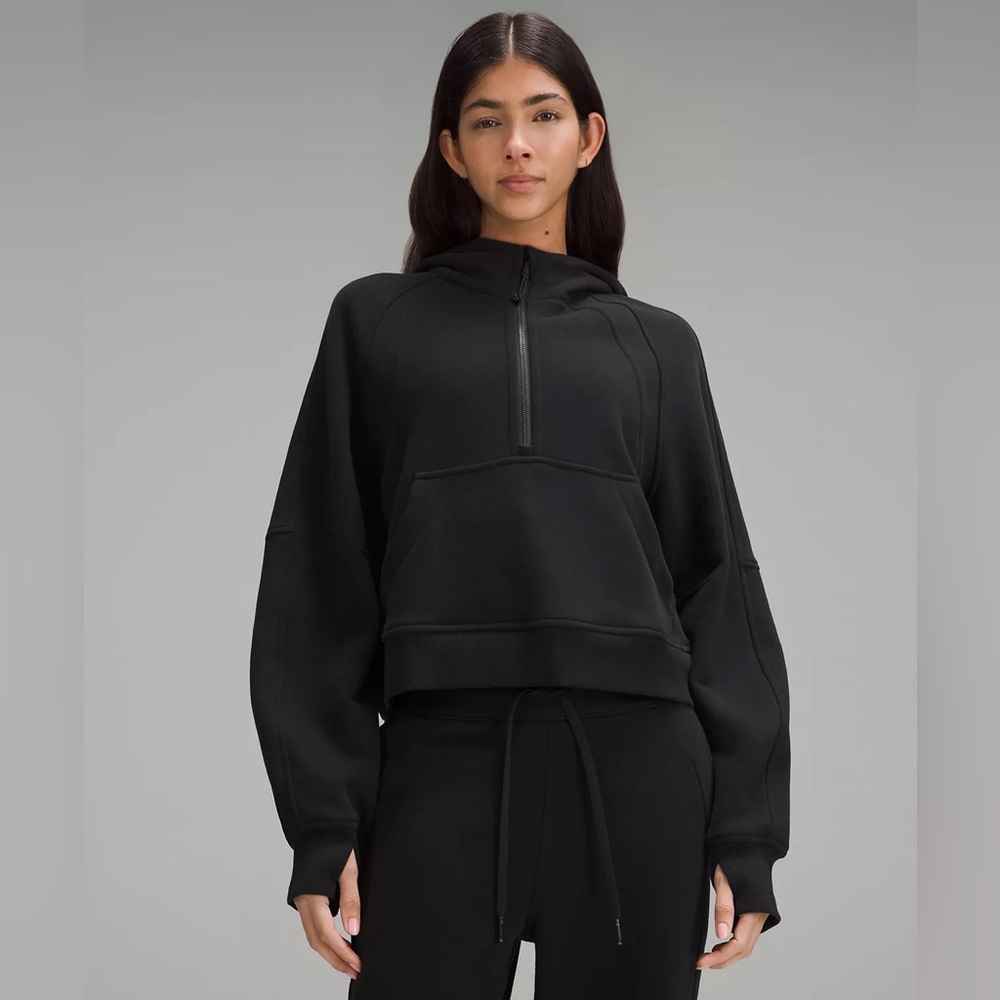 Black Half-Zip Hoodie Sweater - Women
